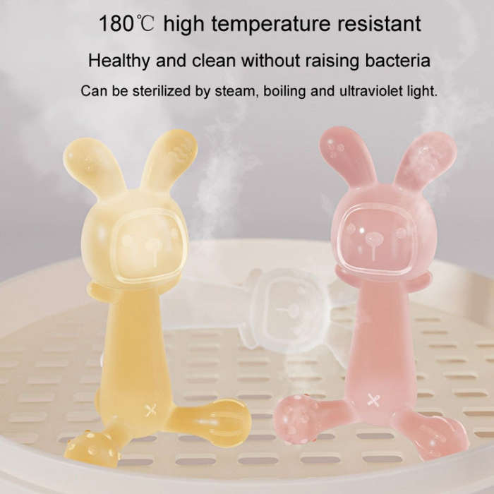 Bunny Baby Teether BPA Free Food-Grade Silicone Teether Infant Teething Stick Anti-Eating Hand, C...