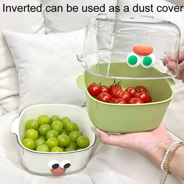 Household Dual Layer Thickened Cartoon Draining Basket Multifunctional Kitchen Dishwashing Hamper...