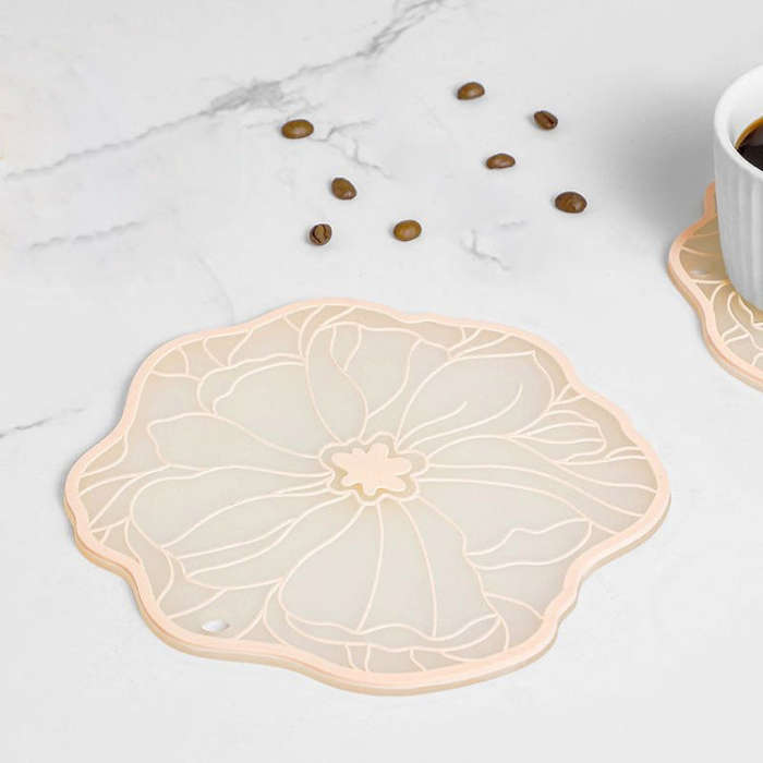 19cm Simple Heat Insulation Anti-Scald Table Mat Anti-Slip Oil Resistant Easy Clean Bowl Coaster(...