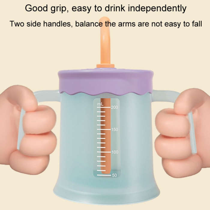 Baby Drink Cup Slant Mouth Mug Children Drinking Straw Water Cup(Red)