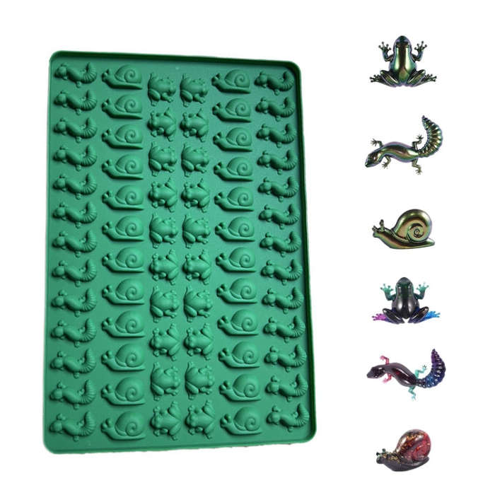 70-Cavity Mini Frog Snail Gecko Silicone Molds For Making Pet Treats, Fondant, Cake, Chocolate, C...