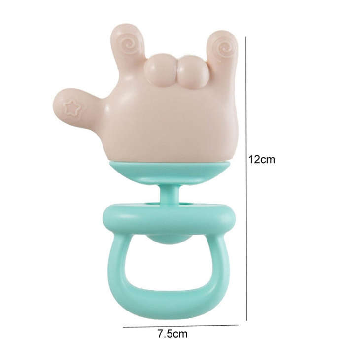 Baby Rattle Teether Soothing Teething Stick Anti-Eating Silicone Toy, Color: Yeah Gesture Pink