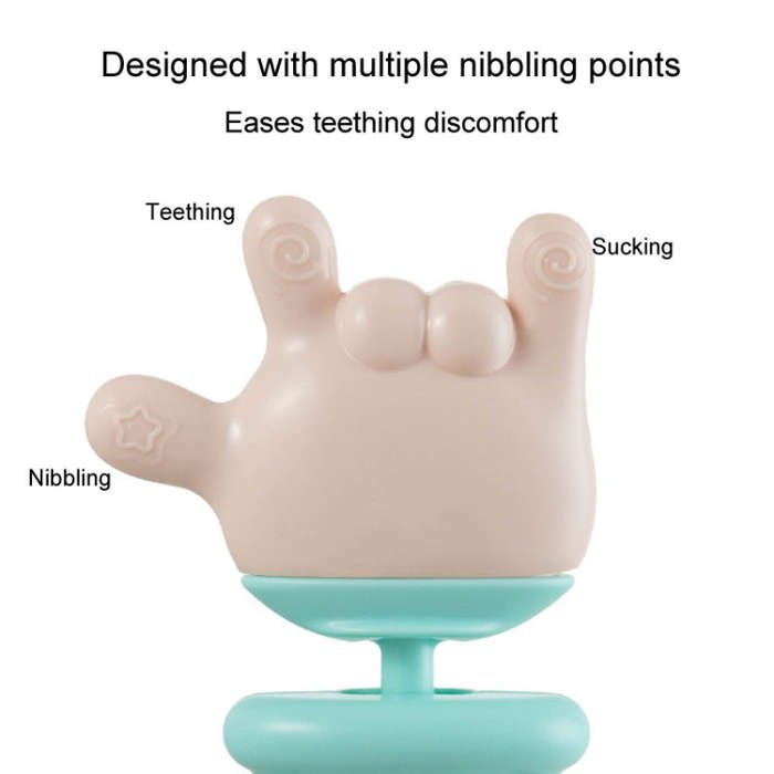 Baby Rattle Teether Soothing Teething Stick Anti-Eating Silicone Toy, Color: Yeah Gesture Pink