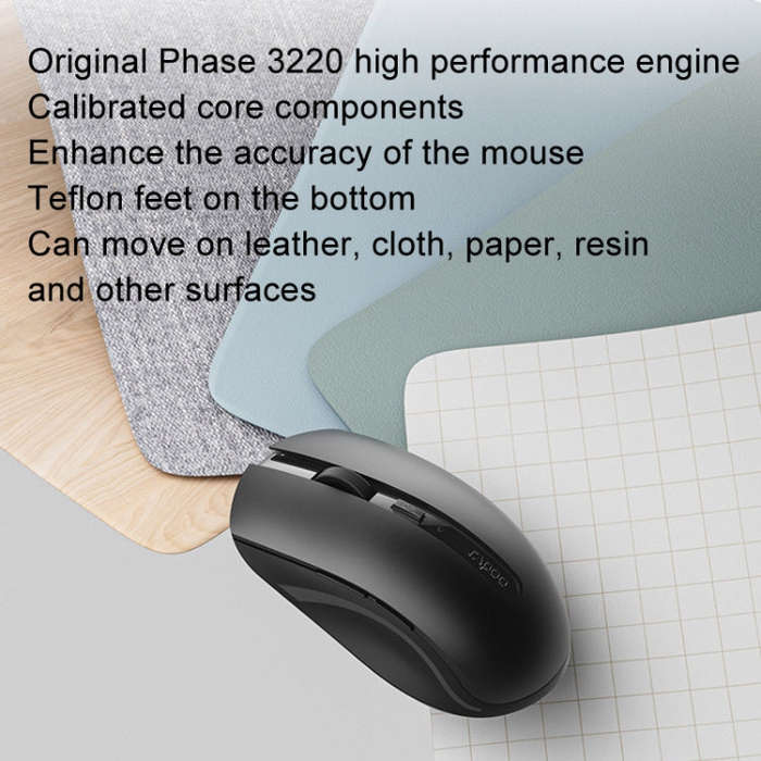 Rapoo M350G Bluetooth/2.4G Wireless Mouse Office Desktop Laptop Mute Mouse(Dark Gray)