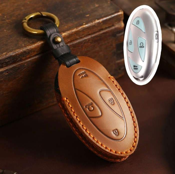 For Korean Hyundai Hallmo Car Handmade Key Bag, Color: 5 Keys Brown
