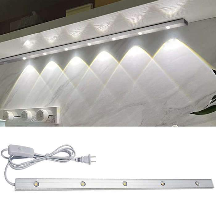60cm 220V CN Plug Wardrobe Cabinet Lamp LED Light Bar With Button Switch(White)