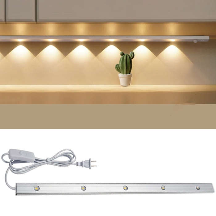 70cm 220V CN Plug Wardrobe Cabinet Lamp LED Light Bar With Button Switch(Warm White)