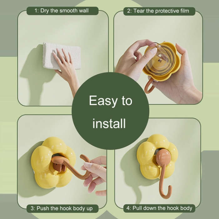 Household Suction Cup Flower Hook Bathroom Vacuum Sticky Hooks Without Punch Hole(Green)