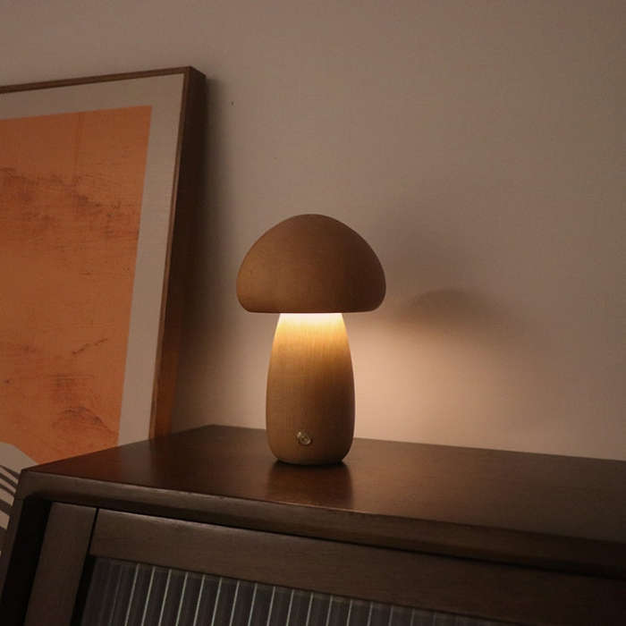 Mushroom Shape Night Light Touch Control Dimmable Bedside Atmosphere Lamp, Style: B Type Beech