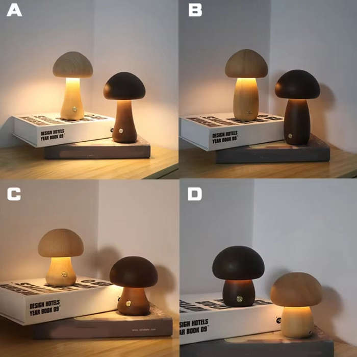 Mushroom Shape Night Light Touch Control Dimmable Bedside Atmosphere Lamp, Style: B Type Beech