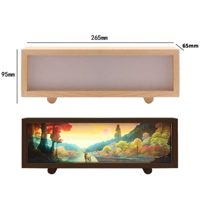 Warm Light Touch Control Wooden Acrylic Atmosphere Lightbox Decoration Painting Night Light(Walnut)