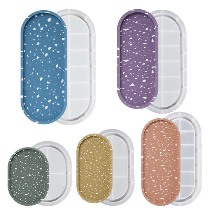 DIY Epoxy Oval Tray Dish Mold Silicone Mold for Flower Pot Base, Spec: 001