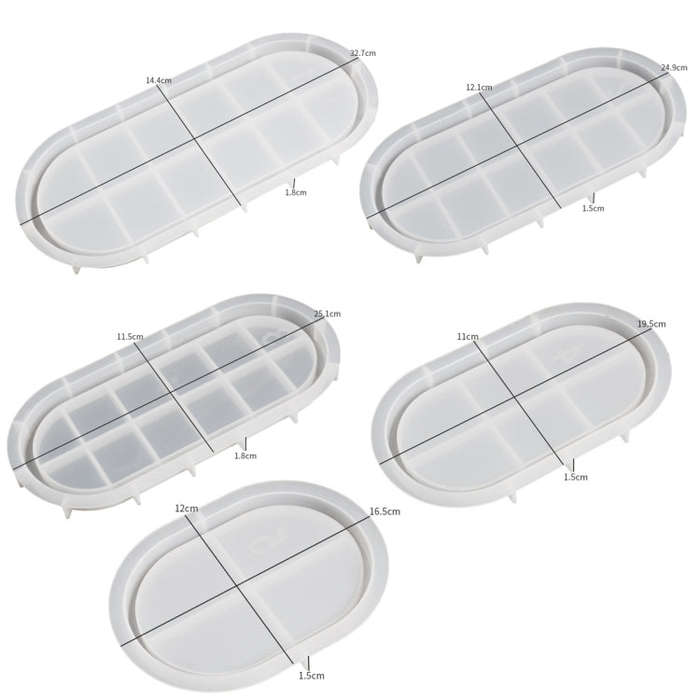 DIY Epoxy Oval Tray Dish Mold Silicone Mold for Flower Pot Base, Spec: 005