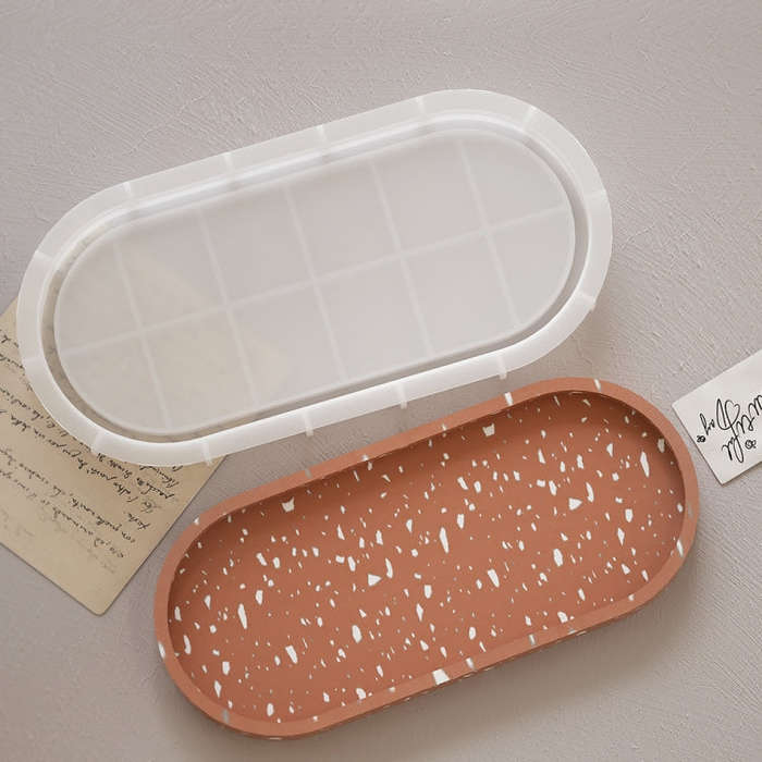 DIY Epoxy Oval Tray Dish Mold Silicone Mold for Flower Pot Base, Spec: 003