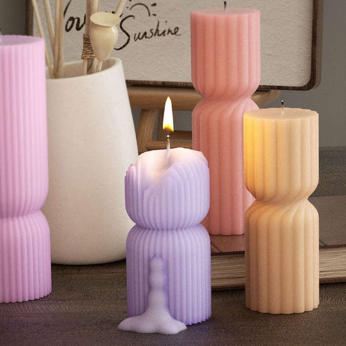 DIY Geometric Cylinder Vertical Stripe Candle Silicone Mold Resin Ornaments Mold, Spec: 002