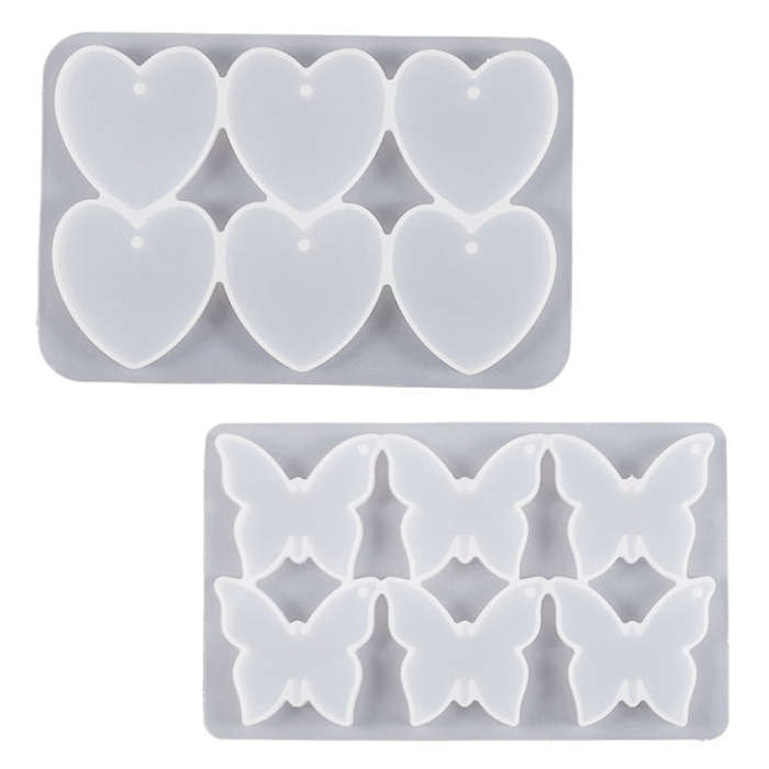 DIY Crystal Glue Heart Butterfly Pendant Keychain Ornament Silicone Mold(Heart)