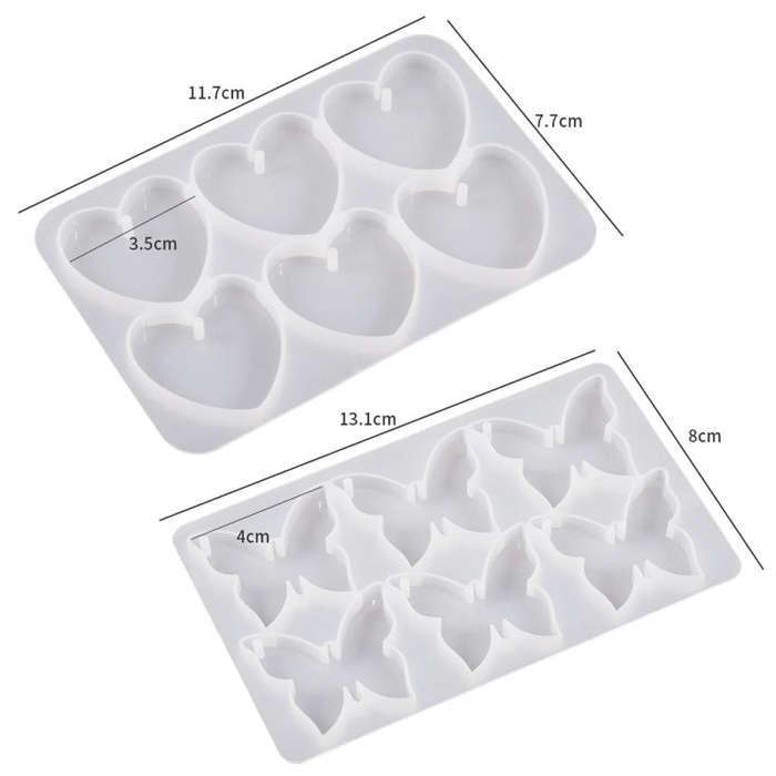 DIY Crystal Glue Heart Butterfly Pendant Keychain Ornament Silicone Mold(Heart)
