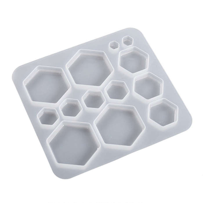 DIY Epoxy Resin Three-Dimensional Geometric Pendant Earring Silicone Mold, Spec: Hexagonal
