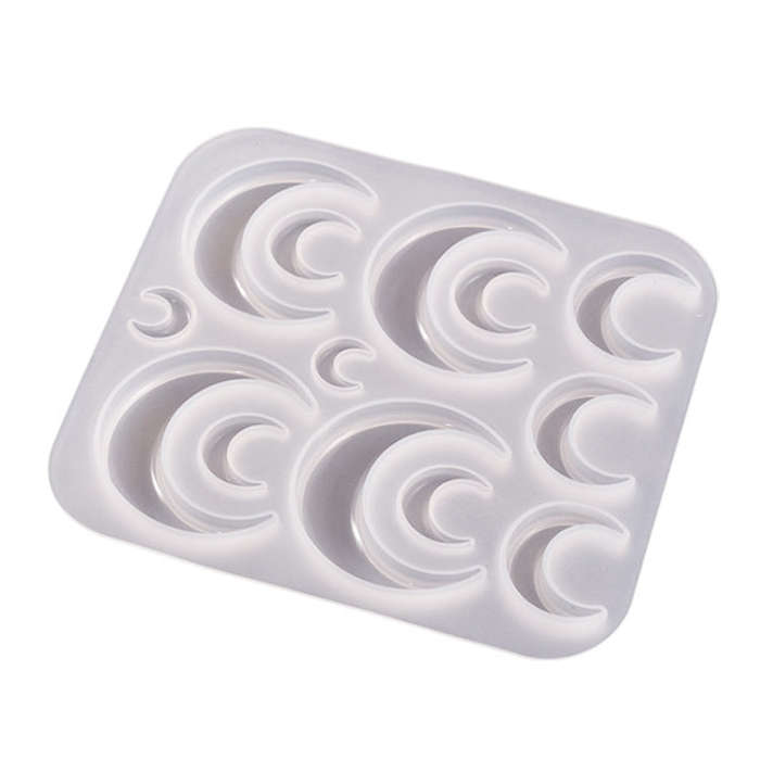 DIY Epoxy Resin Three-Dimensional Geometric Pendant Earring Silicone Mold, Spec: Moon