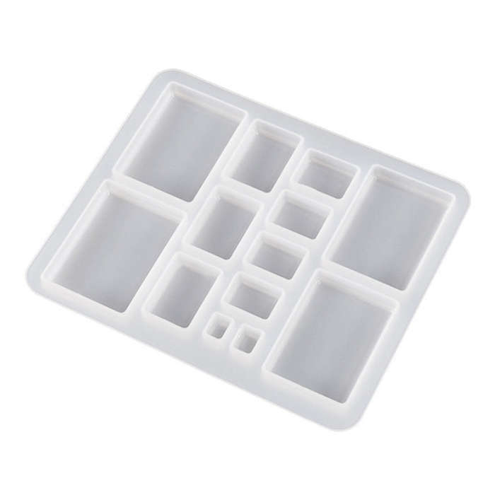 DIY Epoxy Resin Three-Dimensional Geometric Pendant Earring Silicone Mold, Spec: Rectangle