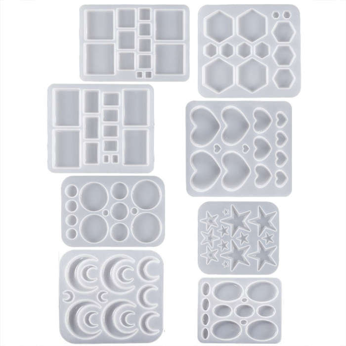 DIY Epoxy Resin Three-Dimensional Geometric Pendant Earring Silicone Mold, Spec: Moon