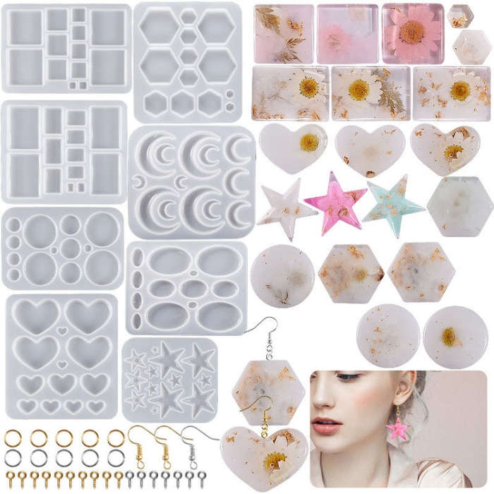 DIY Epoxy Resin Three-Dimensional Geometric Pendant Earring Silicone Mold, Spec: Moon
