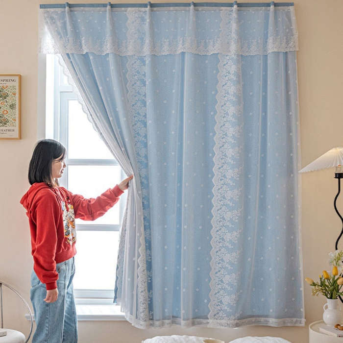 2 x 1.5m Sticky No-Punch Installation Bedroom Balcony High Blackout Self-Adhesive Curtains(Sky Blue)