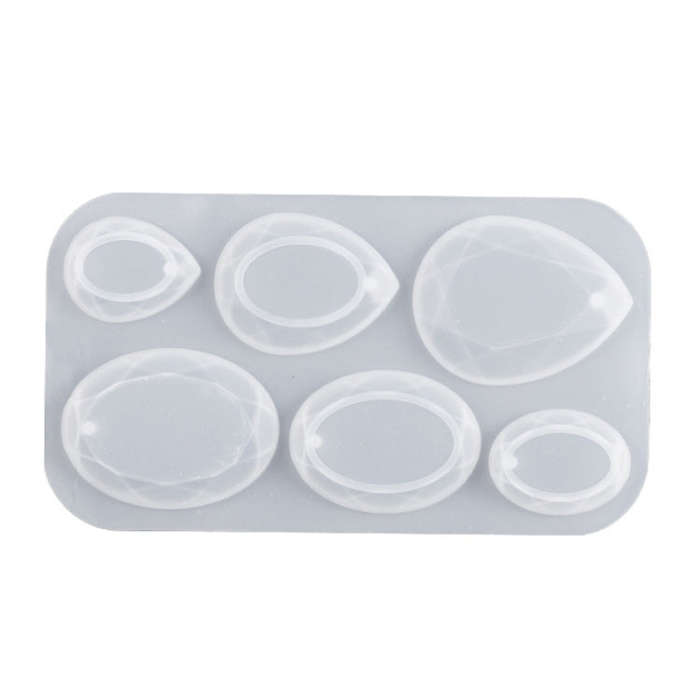 DIY Crystal Epoxy Cross Section Oval Pendant Earring Silicone Mold(Water Drops)
