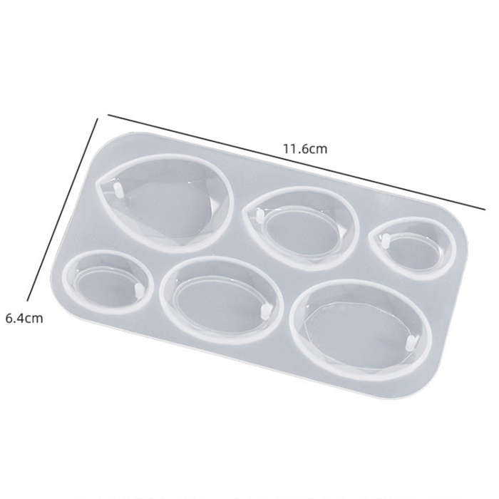 DIY Crystal Epoxy Cross Section Oval Pendant Earring Silicone Mold(Water Drops)