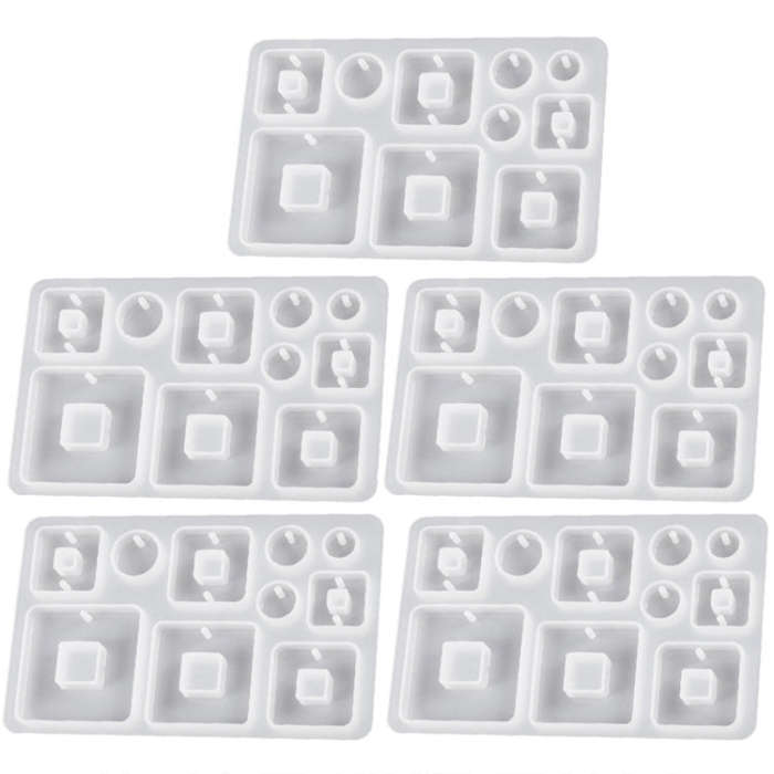 5pcs DIY Crystal Epoxy Earrings Silicone Mold Pendant Jewelry Mold, Spec: Square