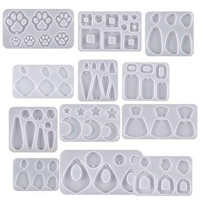 5pcs DIY Crystal Epoxy Earrings Silicone Mold Pendant Jewelry Mold, Spec: Crystal