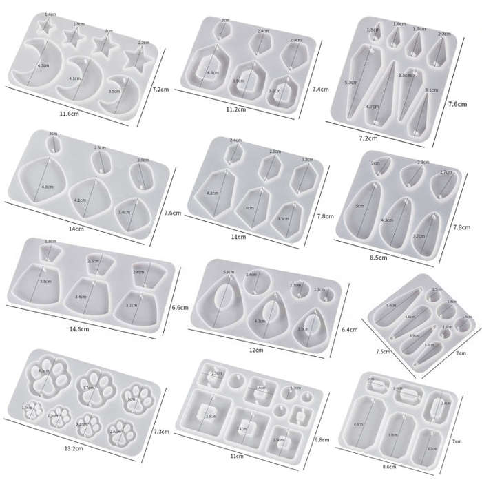5pcs DIY Crystal Epoxy Earrings Silicone Mold Pendant Jewelry Mold, Spec: Hexagonal