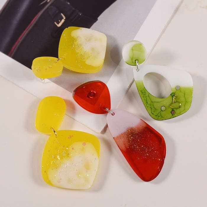 5pcs DIY Crystal Epoxy Earrings Silicone Mold Pendant Jewelry Mold, Spec: Crystal