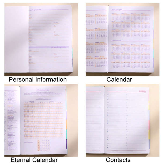 2025 Calendar A5 Planner Soft Leather Daily Planner Notebook, Color: Yellow English