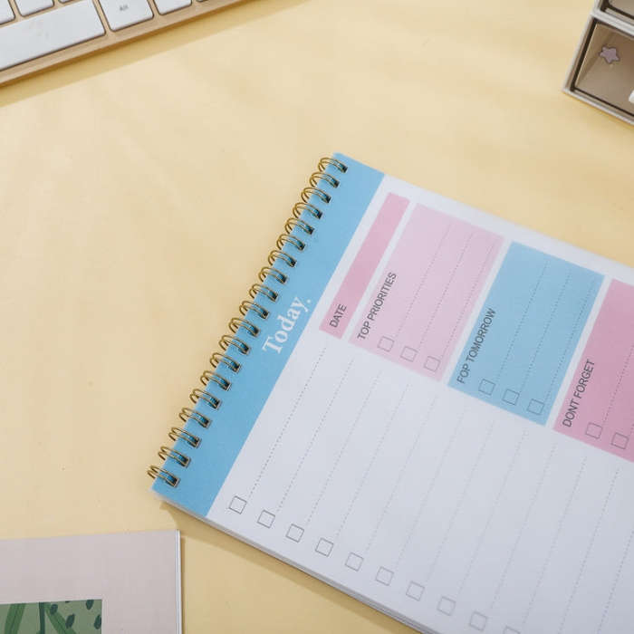 25 x 16.5cm Daily Planner Covered Notebook With Dividers Student Study Schedule Coil Notebook