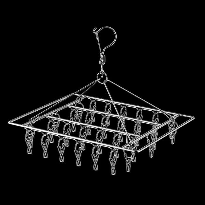 Square Socks Drying Hanger Stainless Steel Multifunctional Windproof Drying Rack, Style: 35x27cm ...