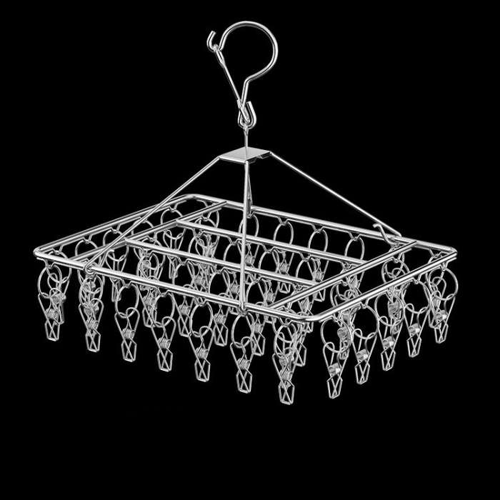 Square Socks Drying Hanger Stainless Steel Multifunctional Windproof Drying Rack, Style: 40x30cm ...