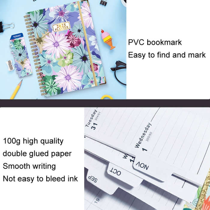 2025 English Notebook A5 Coil Notepad 365 Day Work Schedule Diary, Style: A10