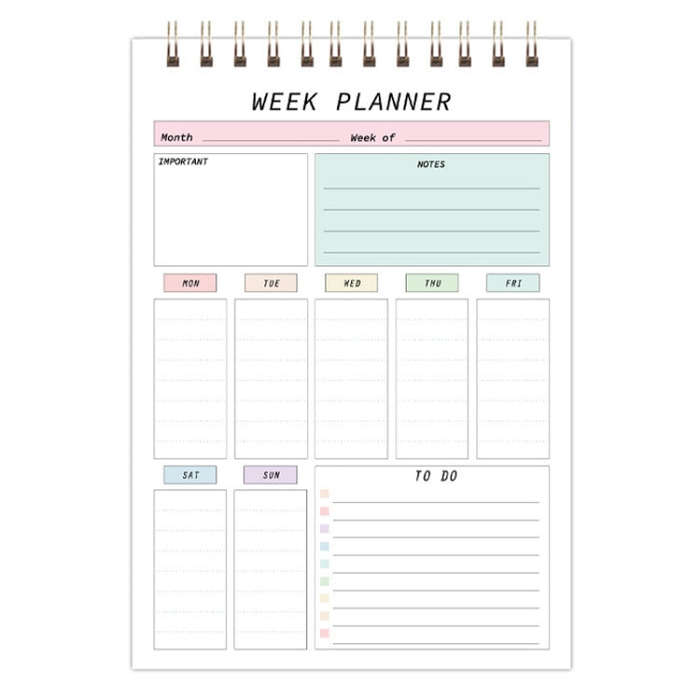 A5 Weekly Planner Notebook Waterproof Planner Coiled Clocking Memo, Style: Vertical White