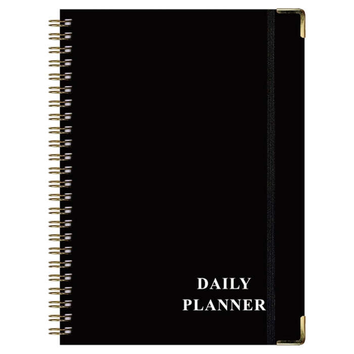 English Notebook A5 Coil Planner Work Record Time Management Agenda Book(Black)