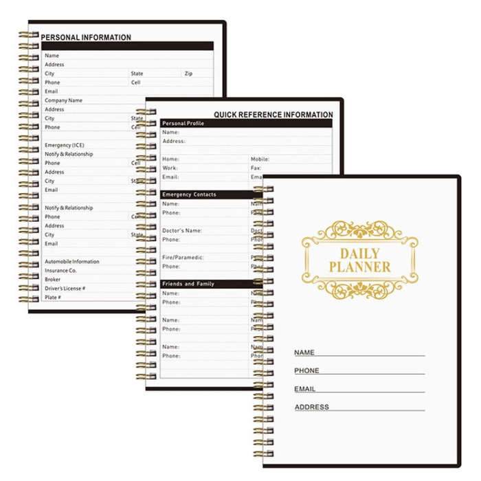 English Notebook A5 Coil Planner Work Record Time Management Agenda Book(Black)