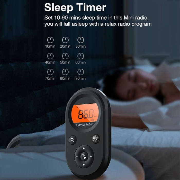 M01 Mini Portable Rechargeable FM / AM Radio With Backlight(Black)