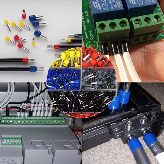 1200pcs /Set Tube-Type Cold-Pressed Terminal Block Crimping Pliers Plastic Box Set