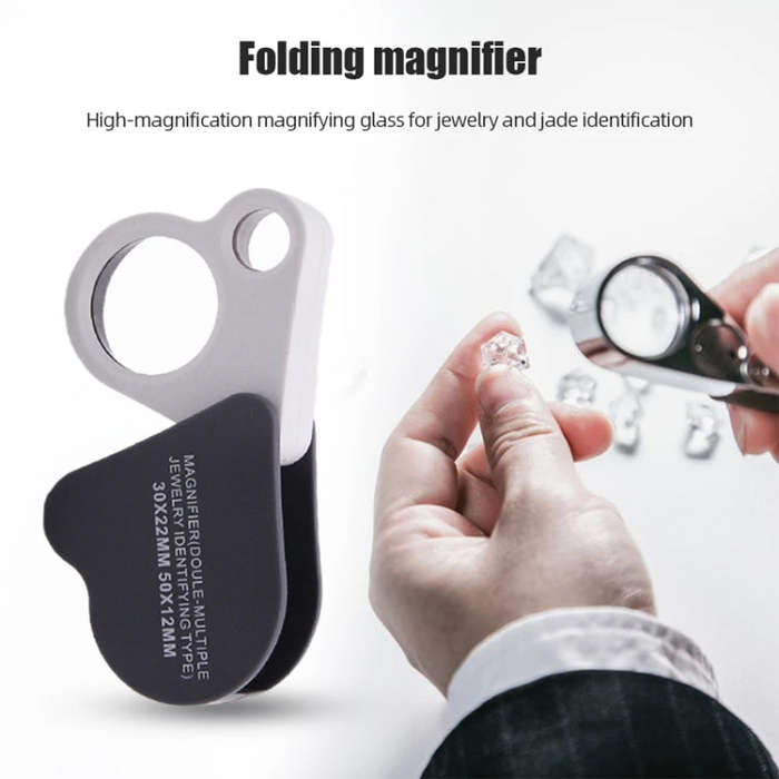 Portable Folding 30X/50X Dual Lens High Definition Jewelry And Jade Magnifier