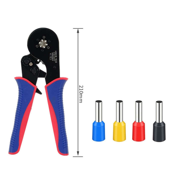 Wire Tube Type European Terminal Crimping Pliers(HCS8 16-6 Red Black)