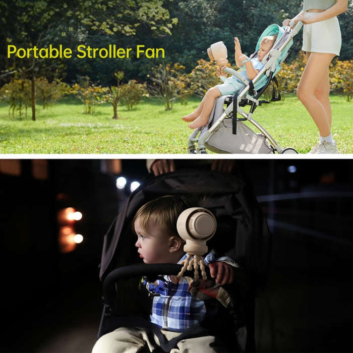 JisuLife Stroller Fan Life2 Stroller Octopus Fan High Speed Portable Desktop Clip Fan(Brown)