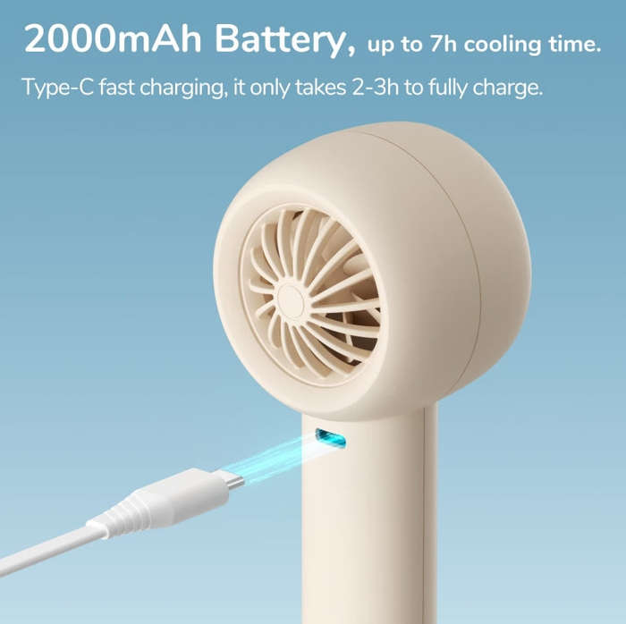 JisuLife FA42 Handheld Portable Small Rechargeable Turbo Fan, Color: Brown 2000mAh