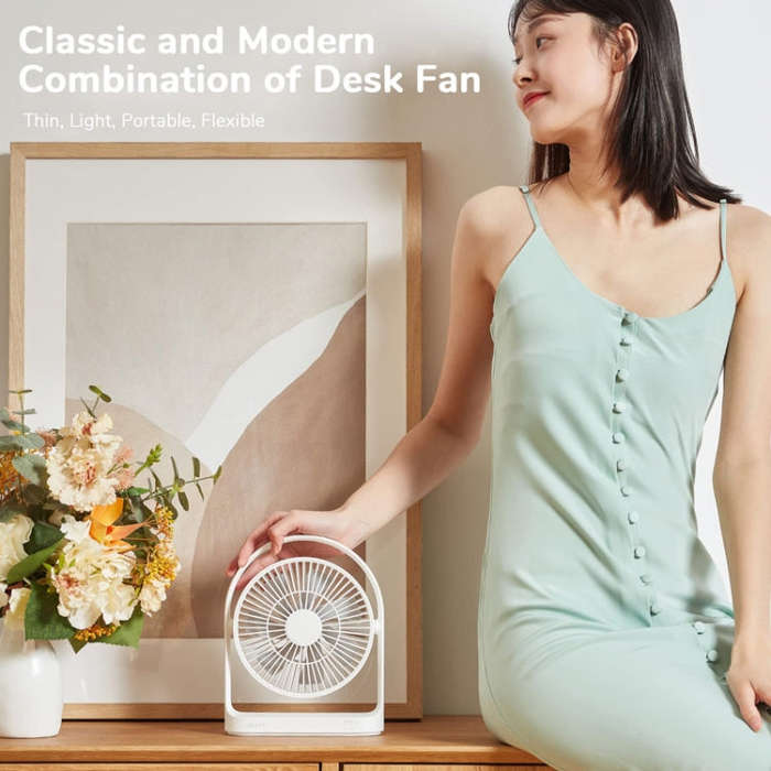 JisuLife FA19 4000mAh Wireless Rechargeable Desktop Mini Fan Silent Portable Fan(White)