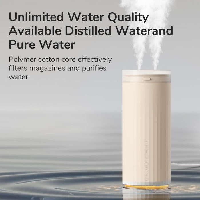JisuLife HU16 Desktop Dual Mist Ports Humidifier, Color: Brown Rechargeable
