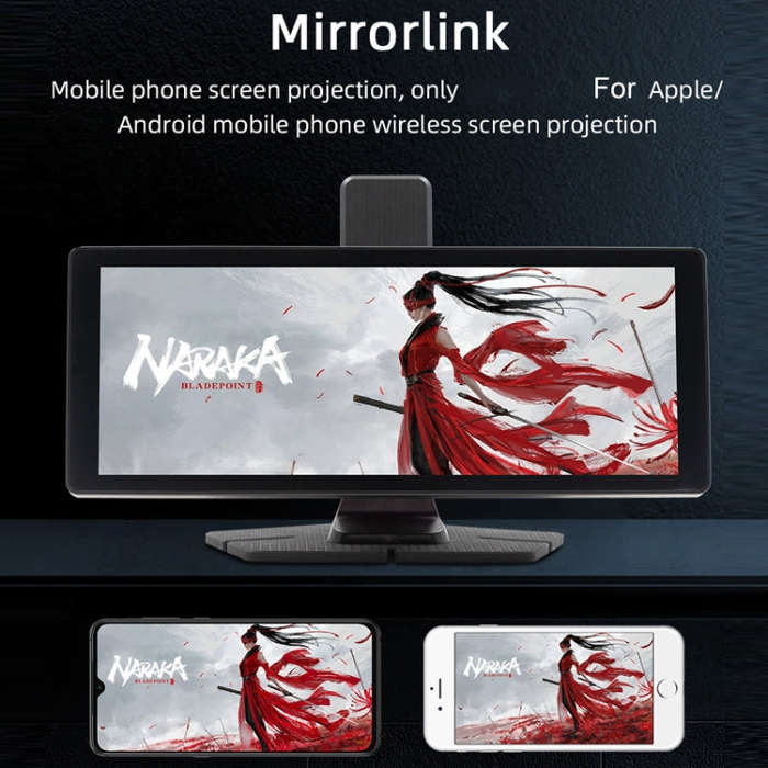 Car Bluetooth Portable DVR Monitor Support Carplay/Android Auto, Specifications: Display+ Camera